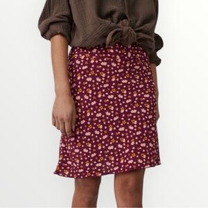 Free People IRL Mini Skirt Floral Print Plum Combo Size 8